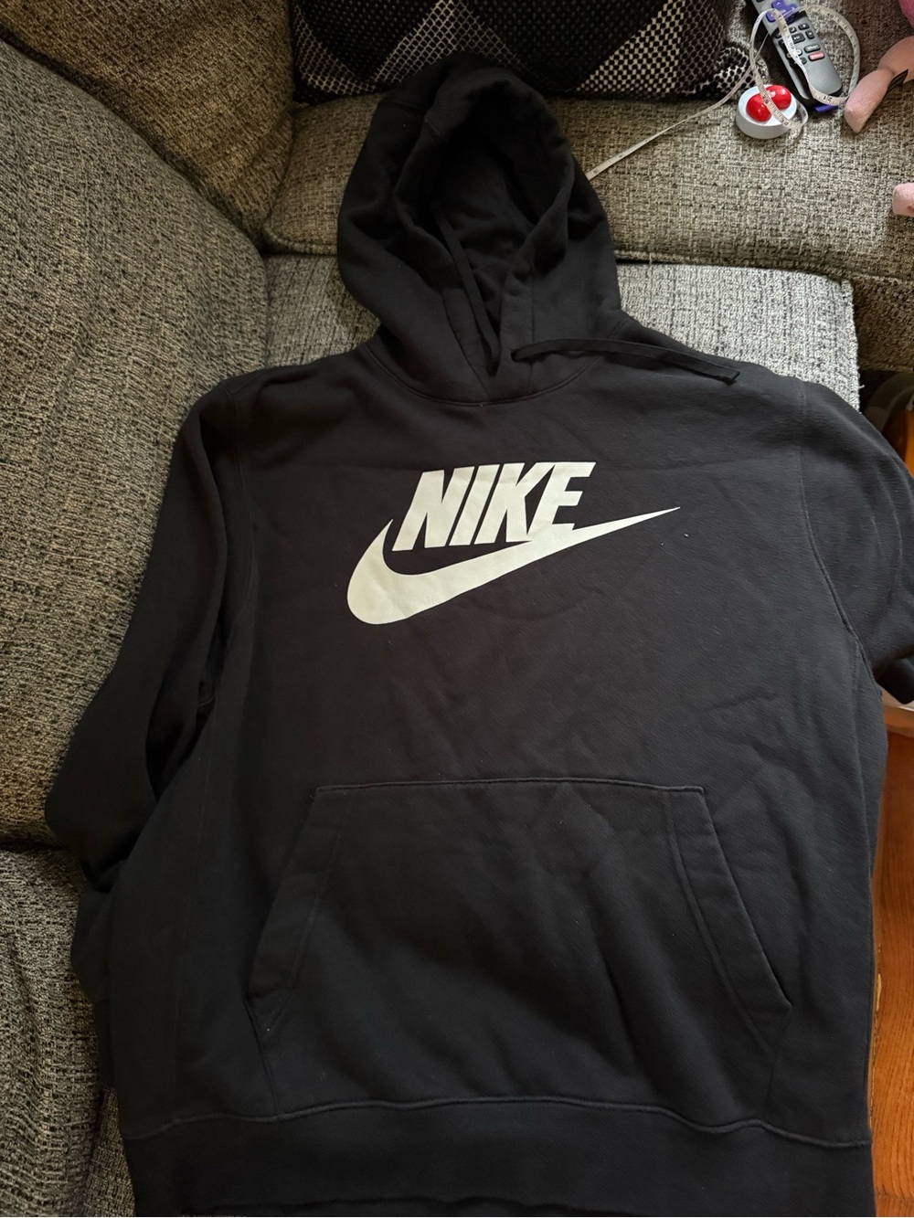 Nike Black Hoodie with White Swoosh Logo